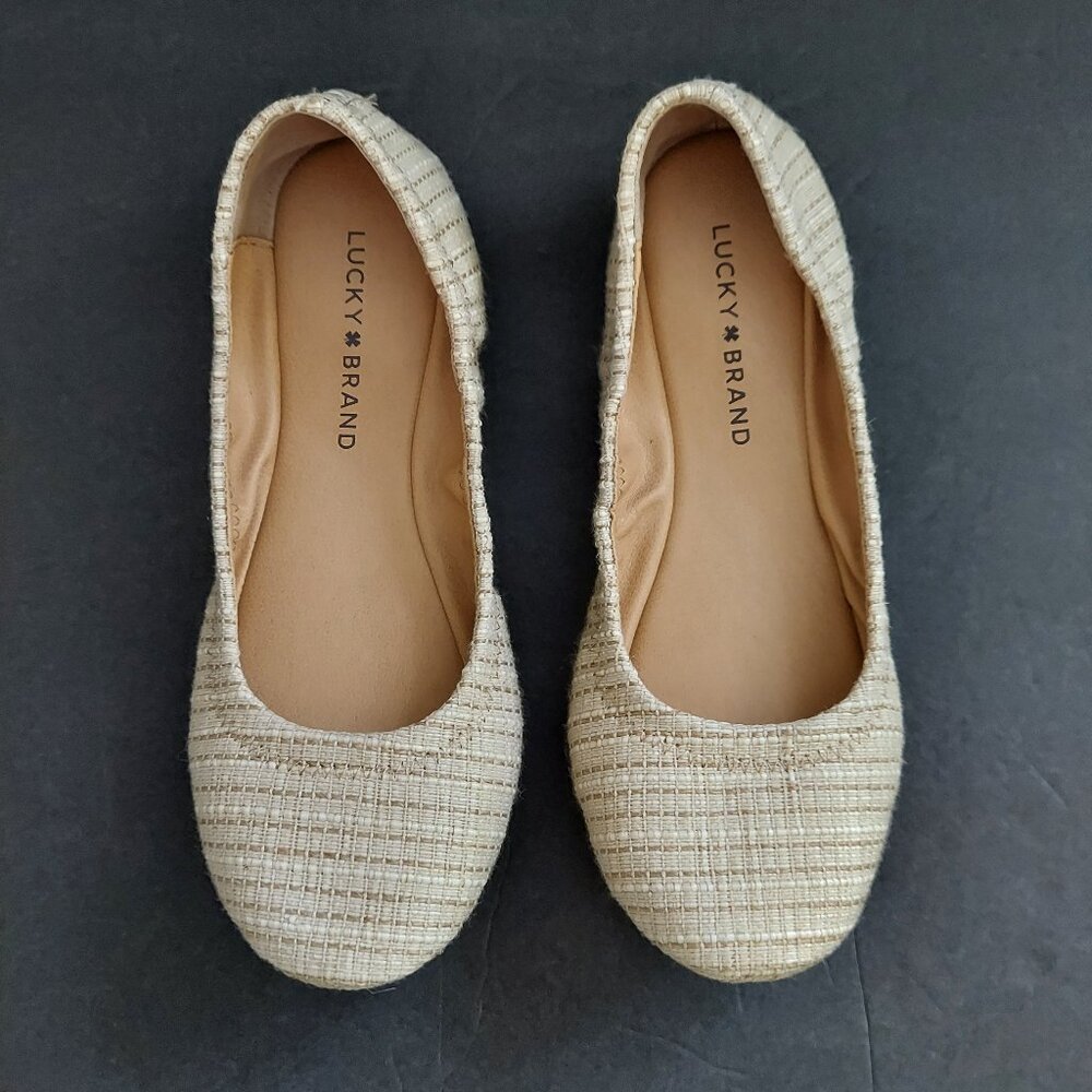 Lucky Brand Emmie Ballet Flats Womens Slip On Shoes Size 7 M - Beige